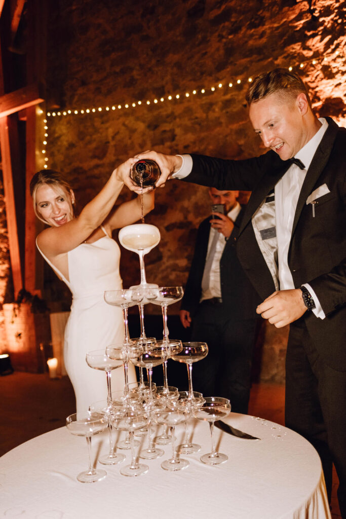 Hochzeitsfotograf Fulda: Champagner Pyramide